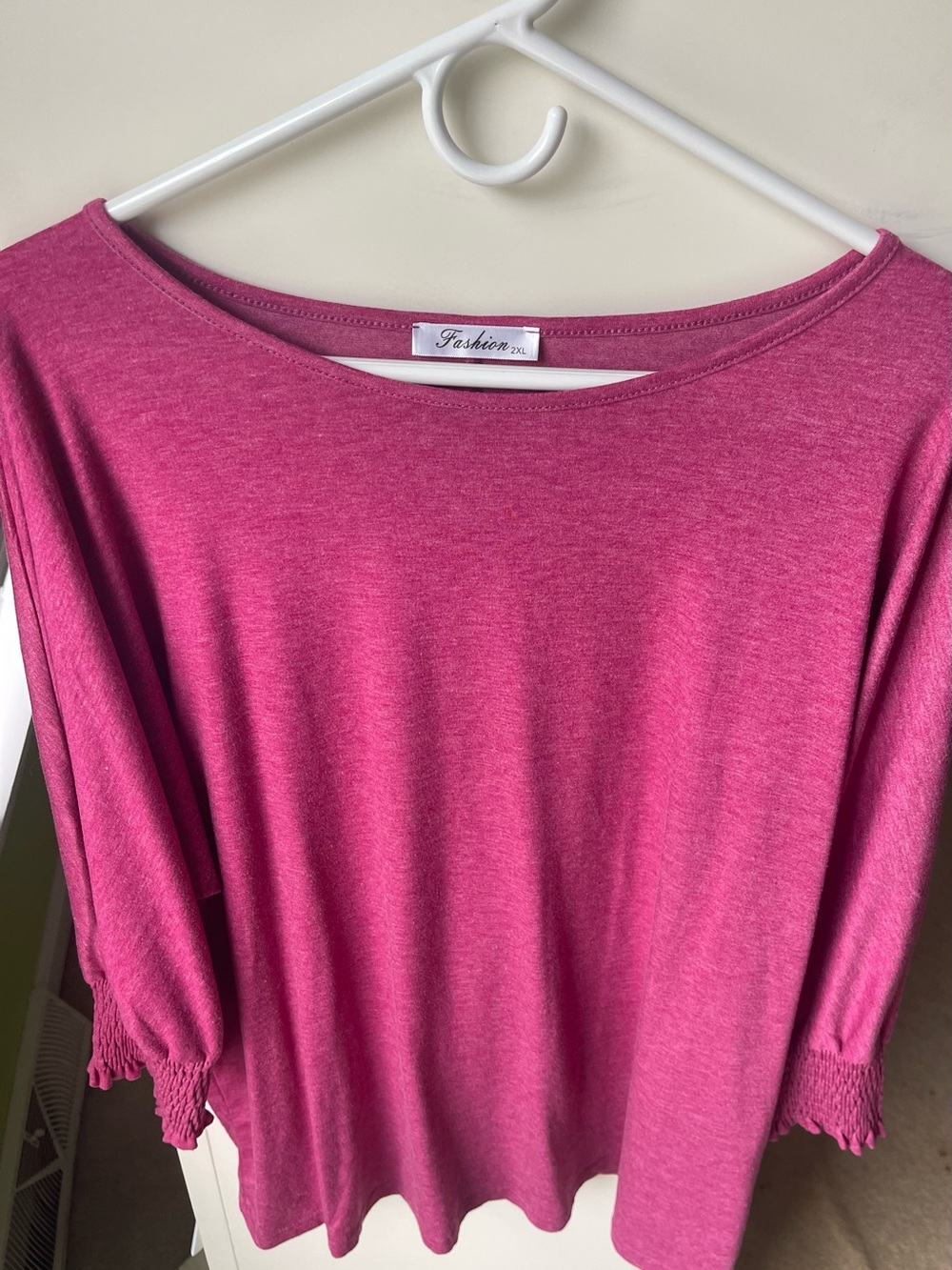 Fuchsia Boatneck Long Sleeve Top